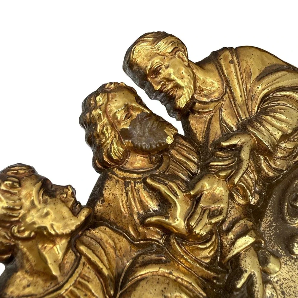 Vintage Home Interior Last Supper 3D Gold Mirror Wall Christian Religious Art